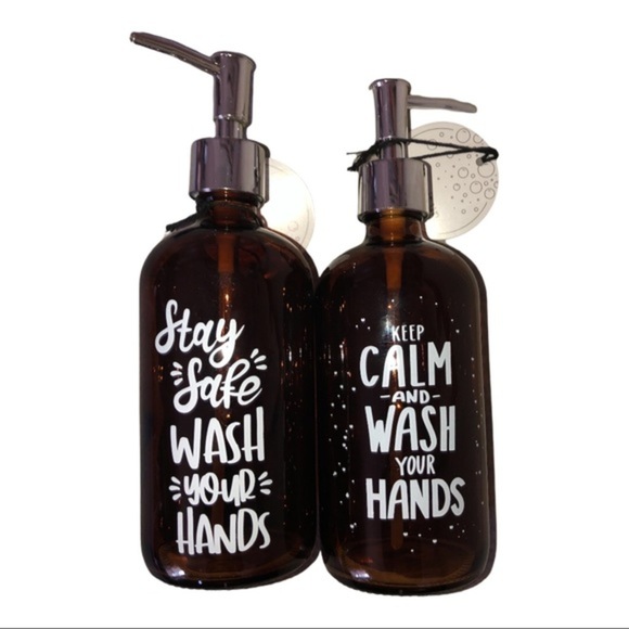 Farmhouse style Amber glass stainless steel pump soap liquid dispenser new‎ - Picture 2 of 6